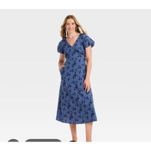 Women's Puff Short Sleeve Midi Sundress - Universal Thread XS new with tags